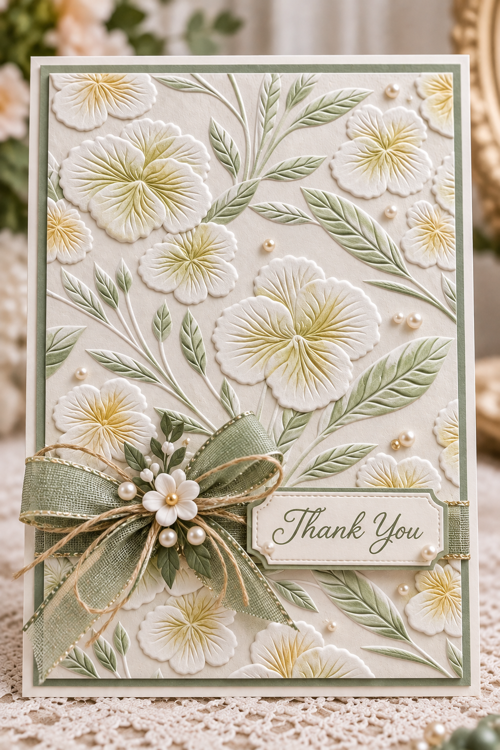 Pansy Flower Embossing Folder with Leaves for Spring Card Making and Scrapbooking