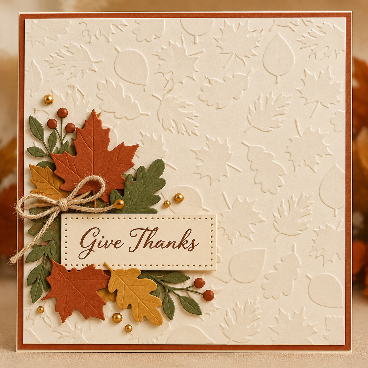Autumn Leaves Embossing Folder 6 x 6 Inch Fall Foliage Background for Card Making