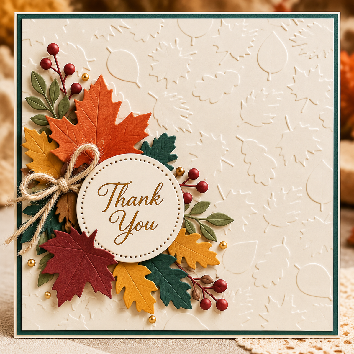 Autumn Leaves Embossing Folder 6 x 6 Inch Fall Foliage Background for Card Making