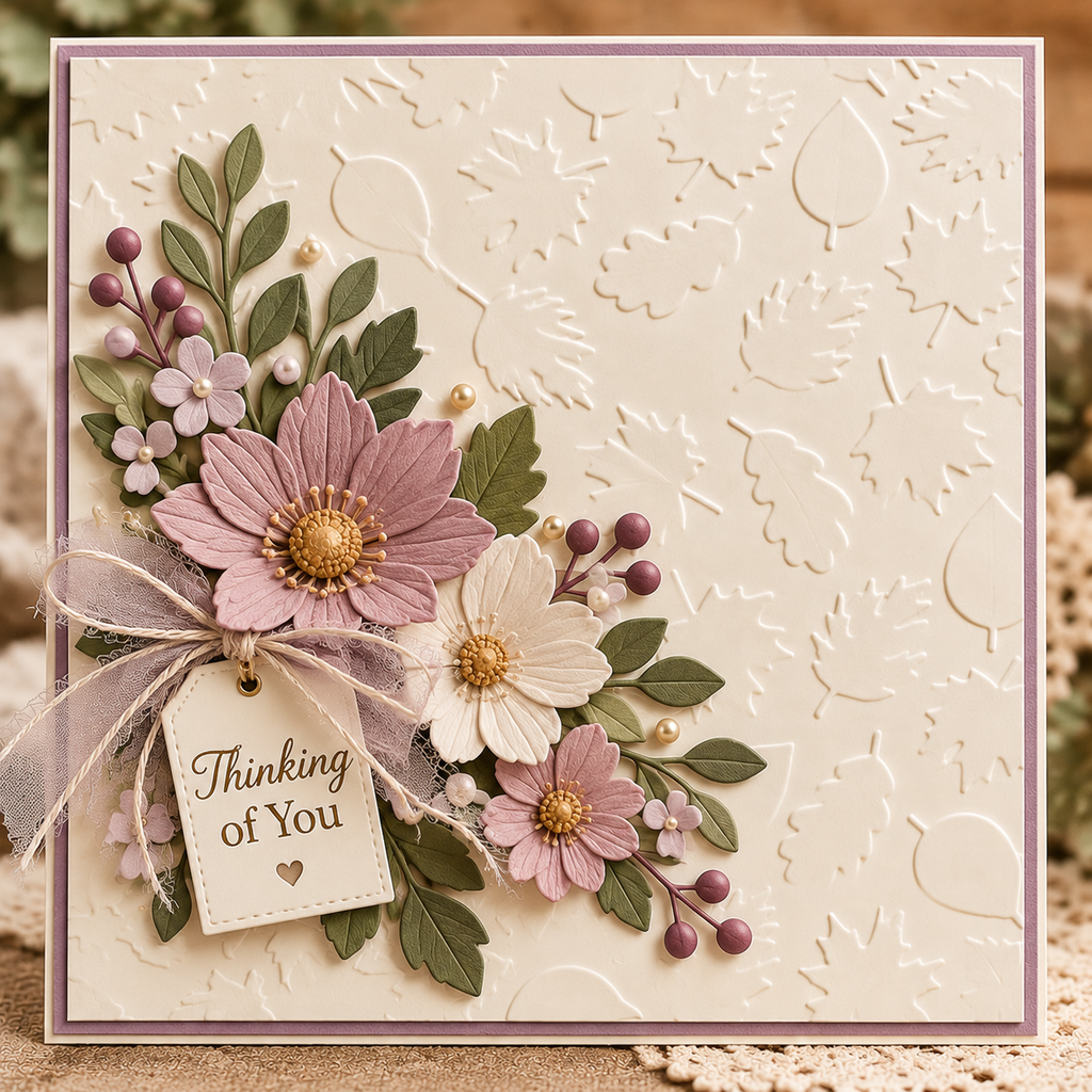 Autumn Leaves Embossing Folder 6 x 6 Inch Fall Foliage Background for Card Making