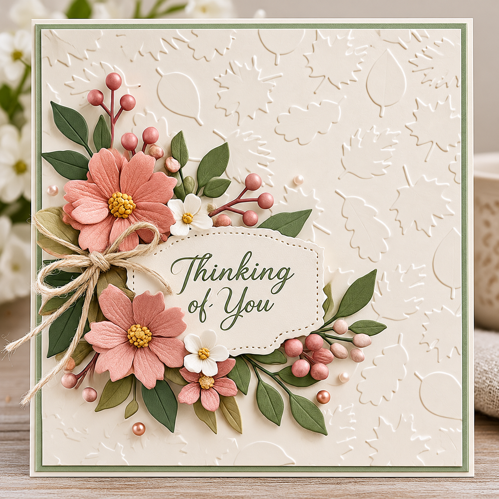 Autumn Leaves Embossing Folder 6 x 6 Inch Fall Foliage Background for Card Making