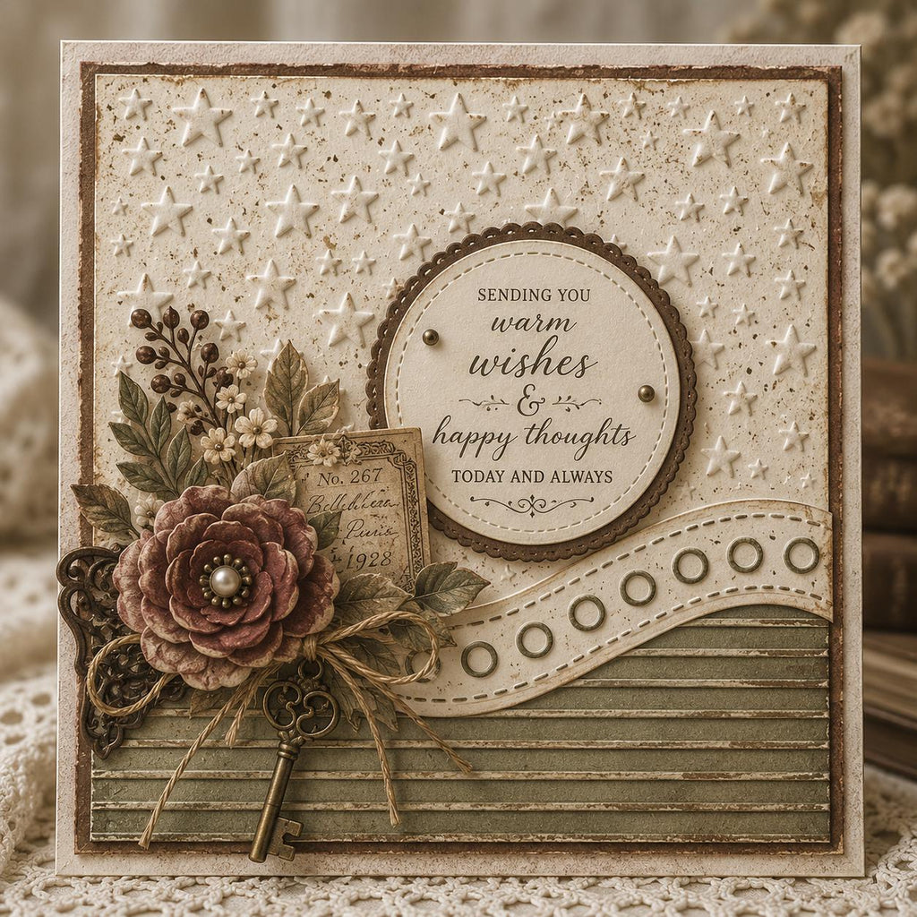 Star & Lines Embossing Folder for Card Making, 15x15cm Paper Craft Template