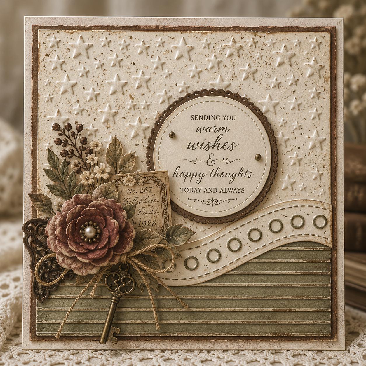 Star & Lines Embossing Folder for Card Making, 15x15cm Paper Craft Template