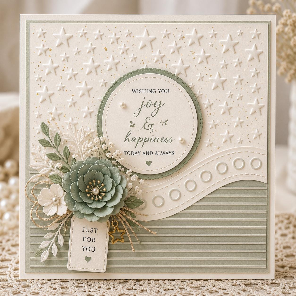 Star & Lines Embossing Folder for Card Making, 15x15cm Paper Craft Template
