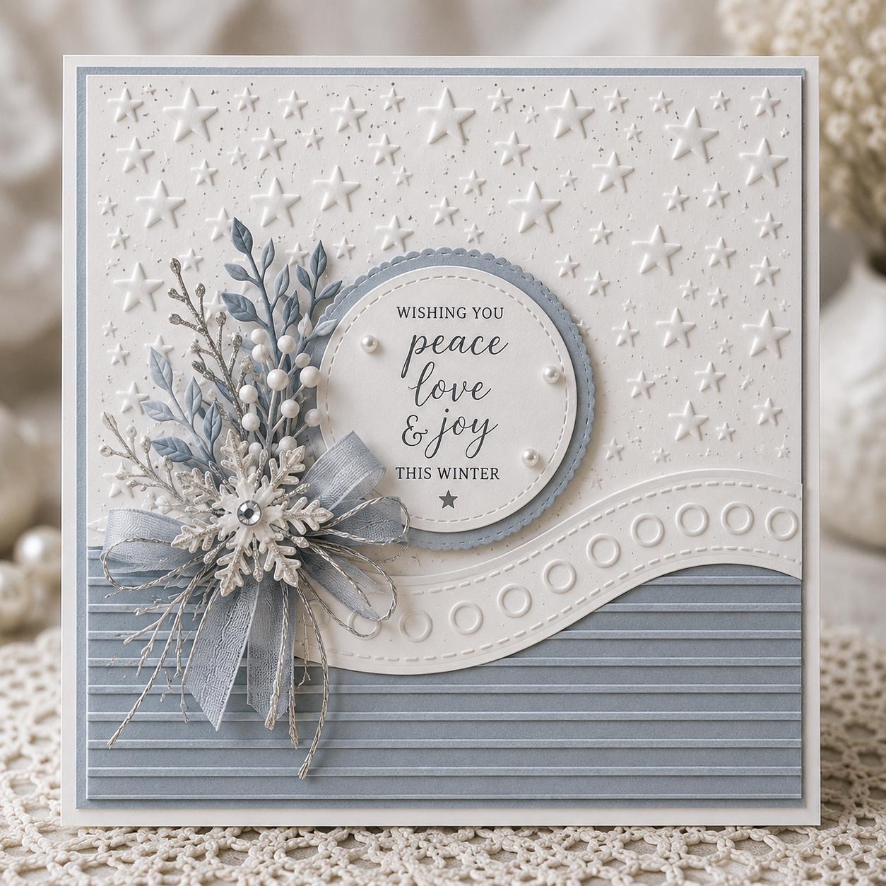 Star & Lines Embossing Folder for Card Making, 15x15cm Paper Craft Template