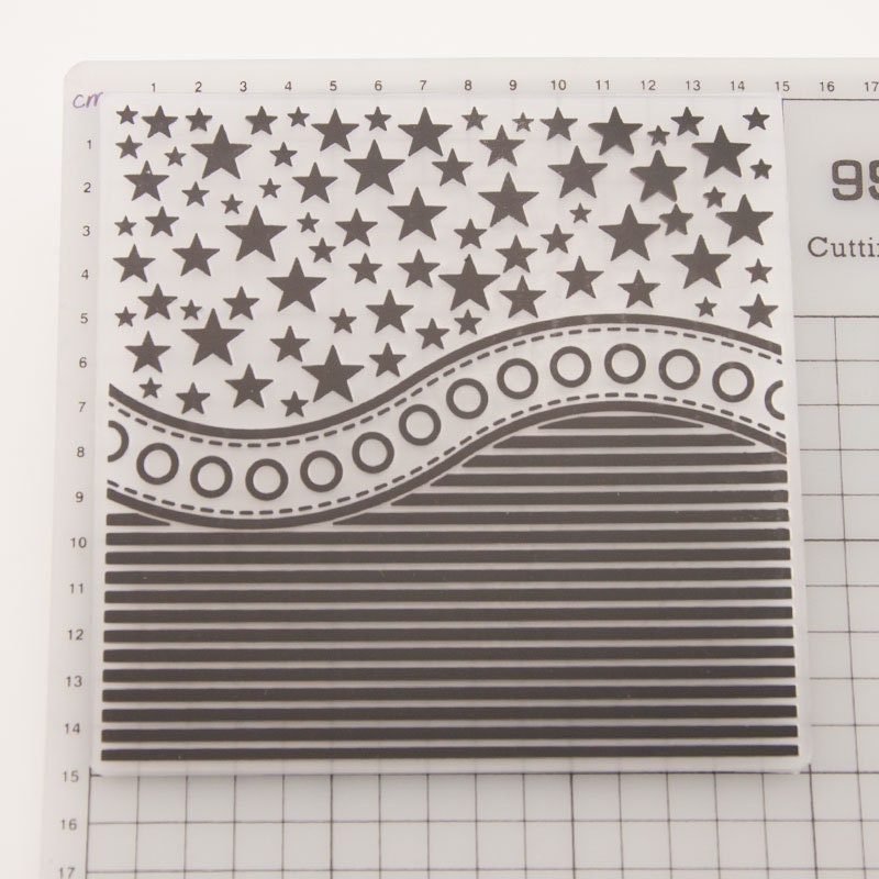 Star & Lines Embossing Folder for Card Making, 15x15cm Paper Craft Template