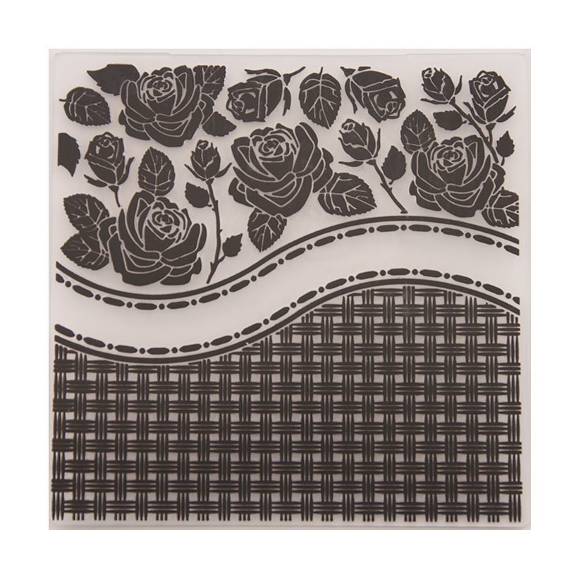 Rose Embossing Folder for Paper Crafts, 15x15cm, Card Making Scrapbooking Embosser Template
