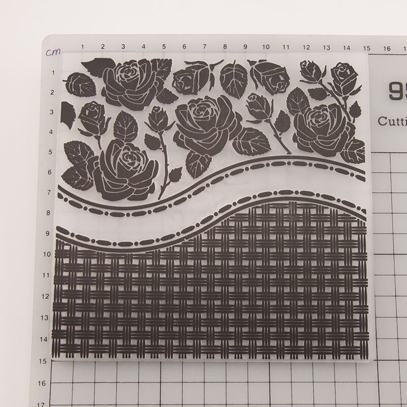 Rose Embossing Folder for Paper Crafts, 15x15cm, Card Making Scrapbooking Embosser Template