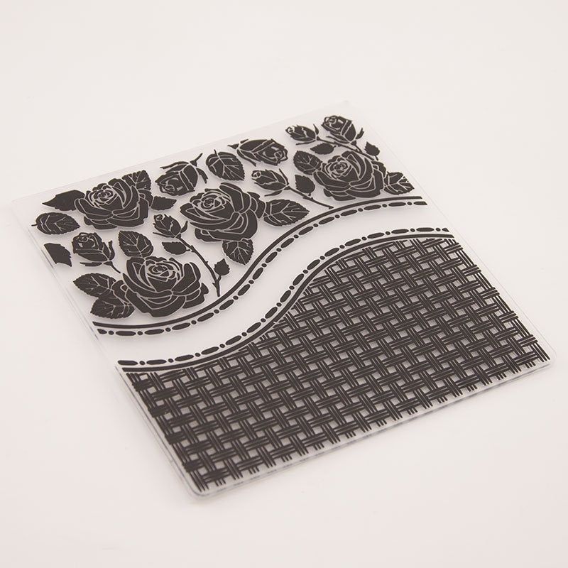 Rose Embossing Folder for Paper Crafts, 15x15cm, Card Making Scrapbooking Embosser Template