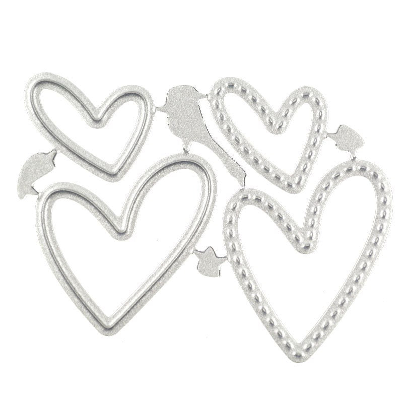 Stitched Heart Metal Cutting Dies, Mini Heart Stencils for Cards