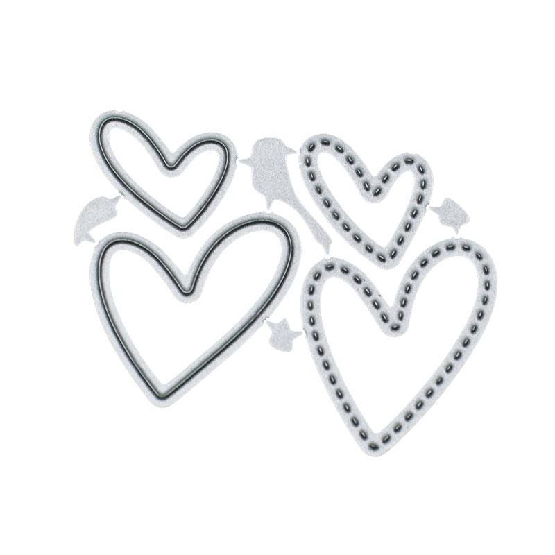 Stitched Heart Metal Cutting Dies, Mini Heart Stencils for Cards