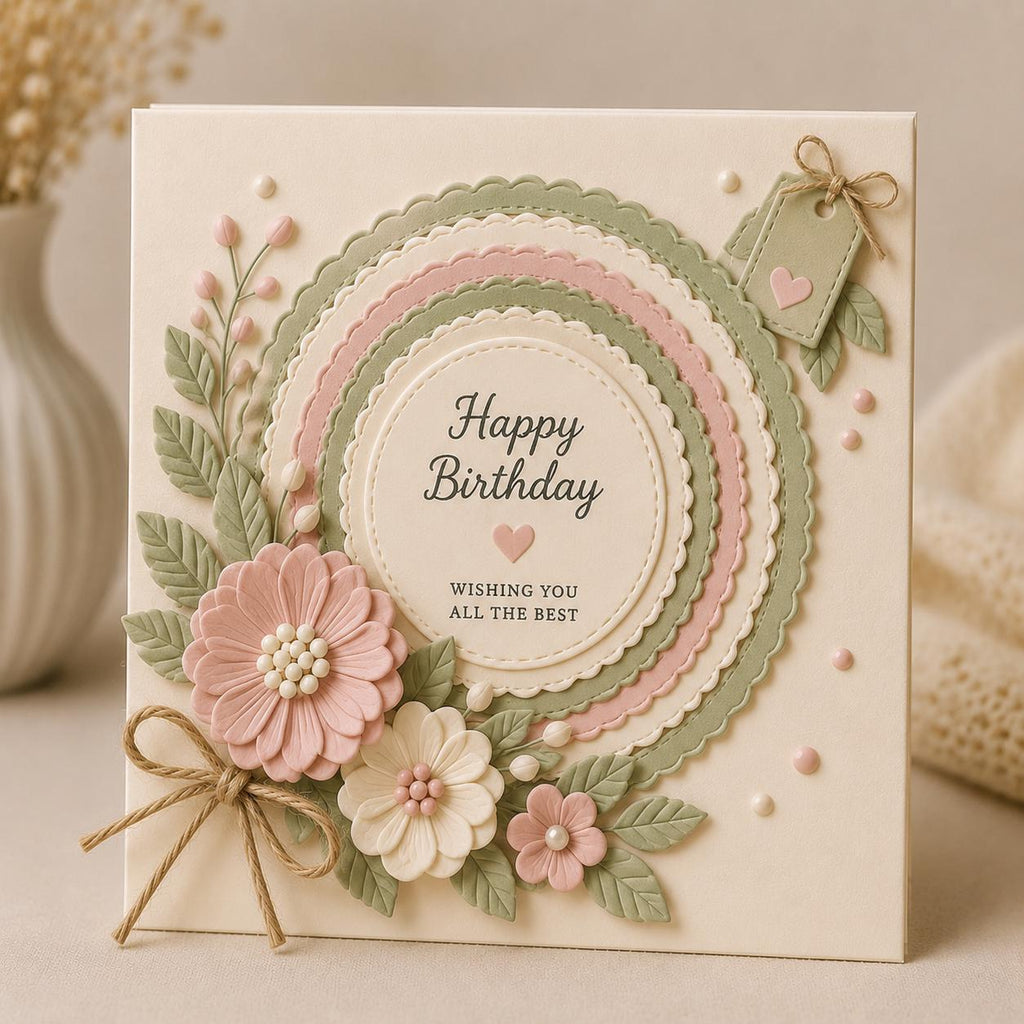 Wave Stitched Circle Cutting Dies, Scrapbooking Stencils