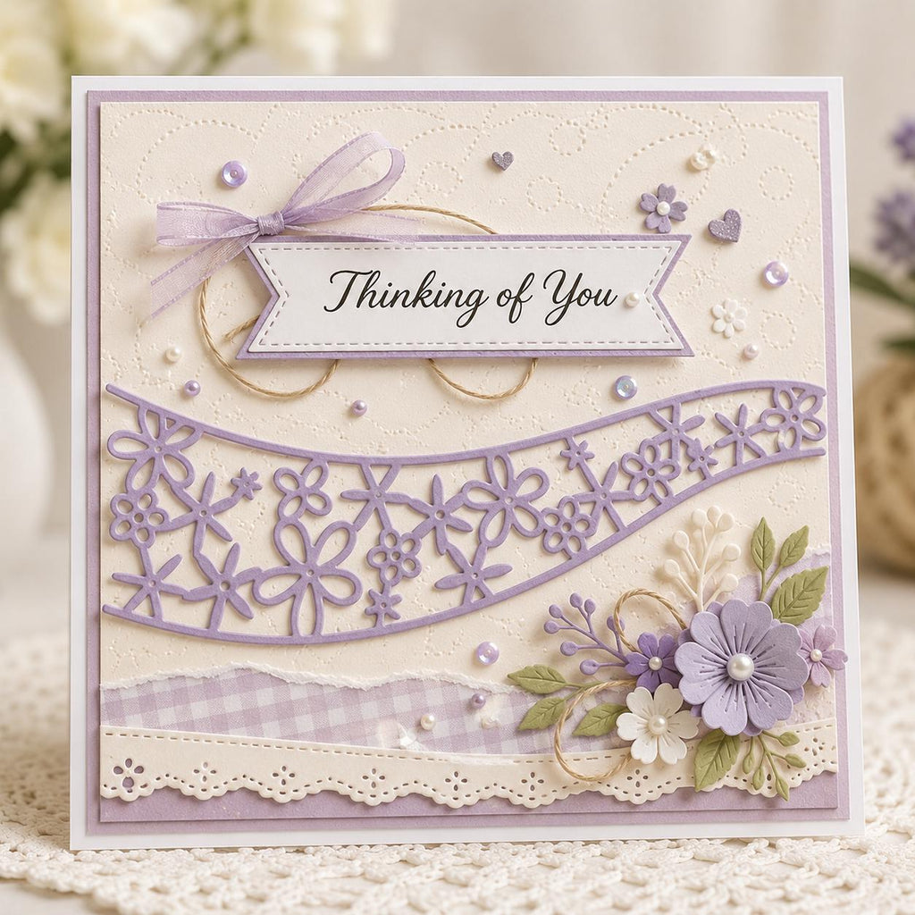 Flower Wave Metal Cutting Die Set, Floral Stencils for Cards
