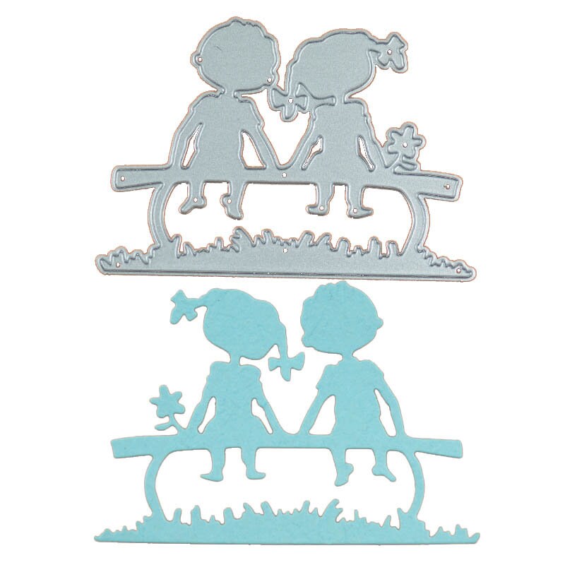 Friends on Bench Metal Cutting Die, Silhouette Stencil for Cards