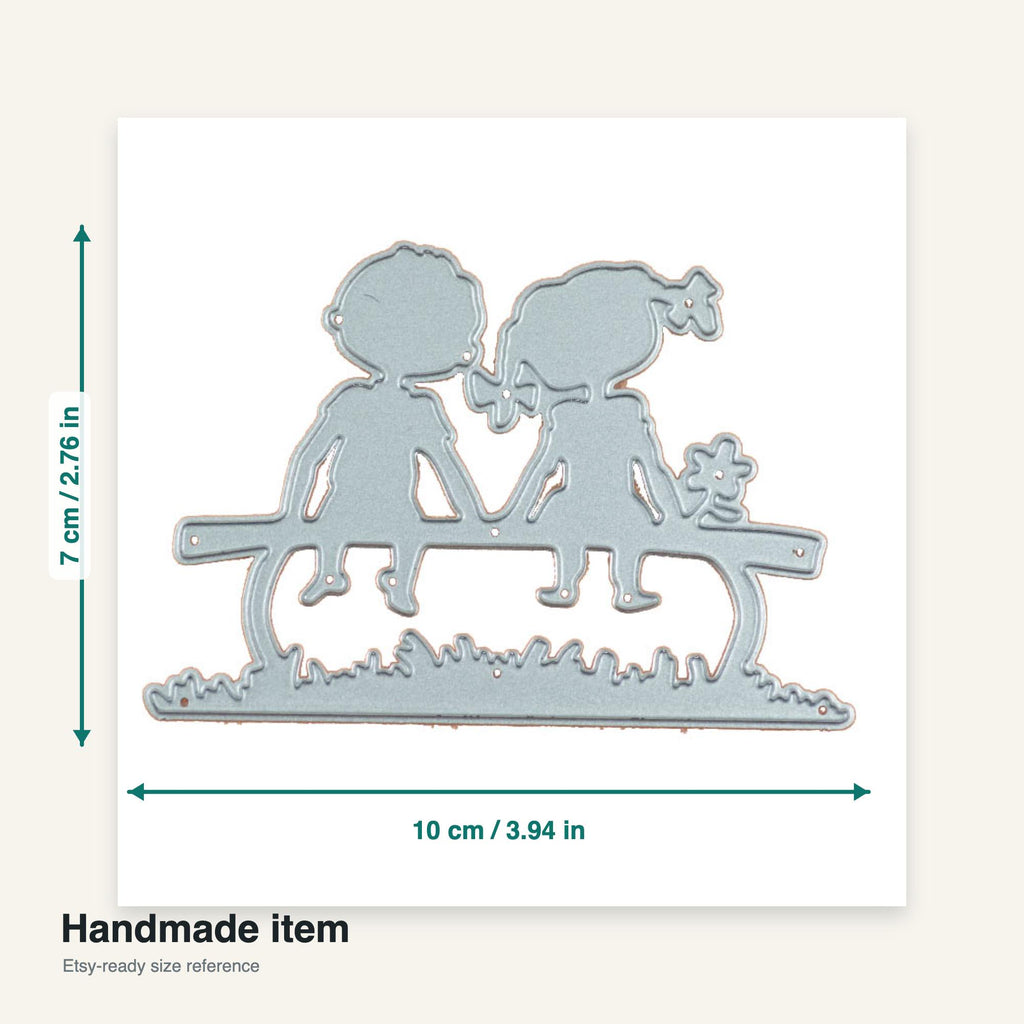 Friends on Bench Metal Cutting Die, Silhouette Stencil for Cards