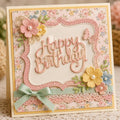 Happy Birthday Metal Cutting Die, Stitched Frame Stencil for Cards