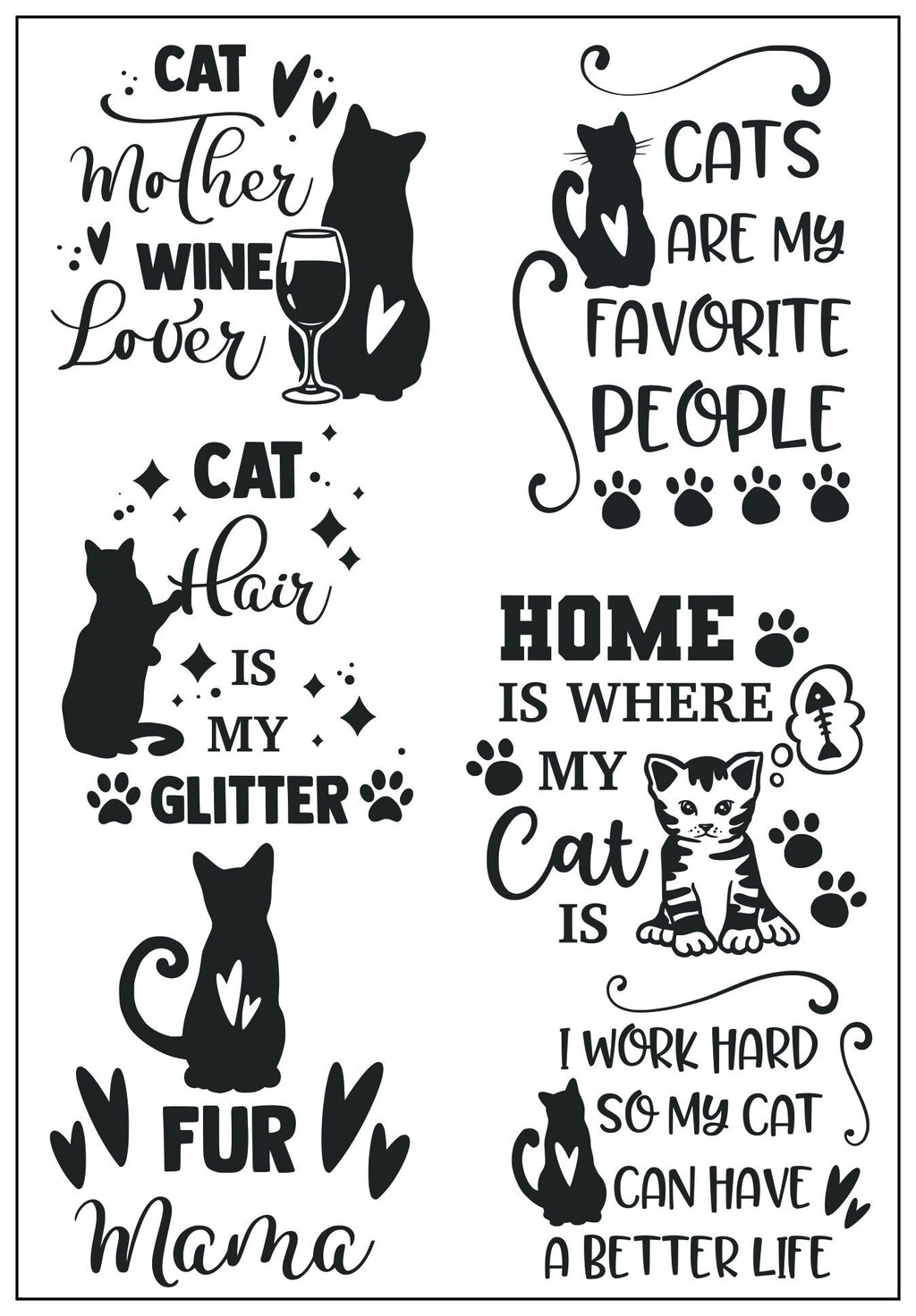 Cat Clear Silicone Stamp Set for Cards and Scrapbooks