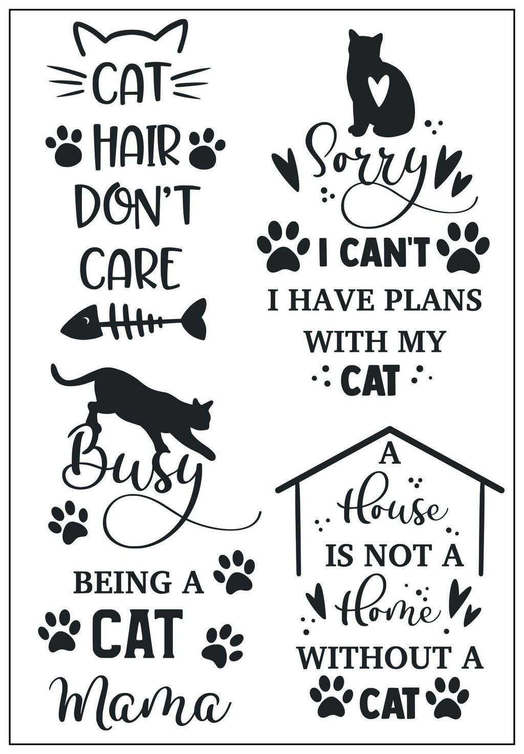 Cat Clear Silicone Stamp Set for Cards and Scrapbooks