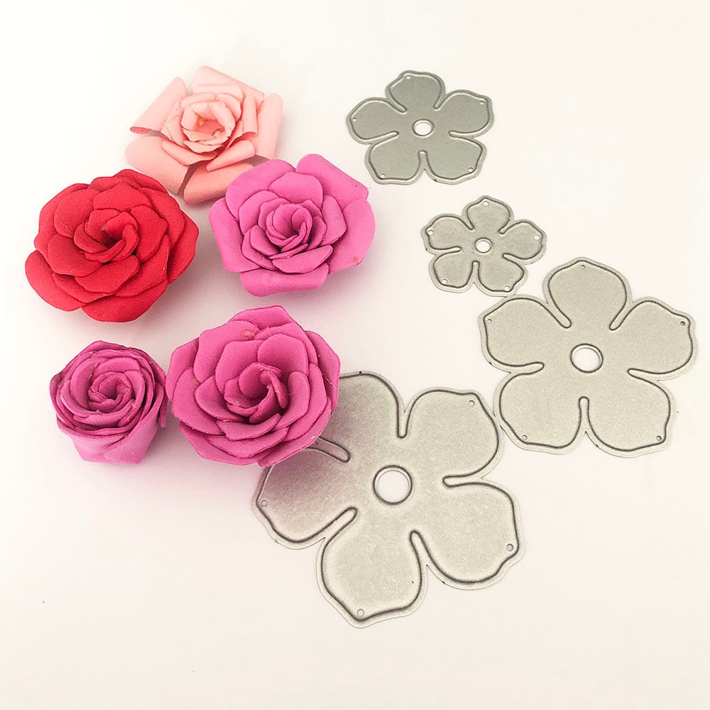 Rose Flower Metal Die Cut Set, Scrapbooking Stencil