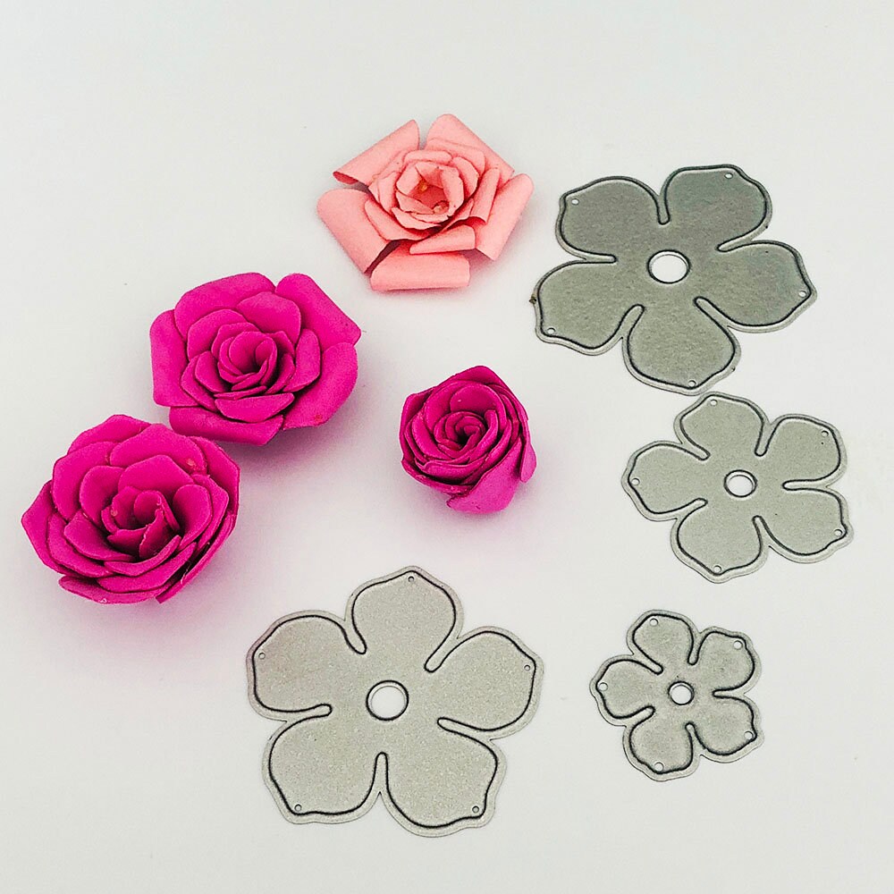 Rose Flower Metal Die Cut Set, Scrapbooking Stencil