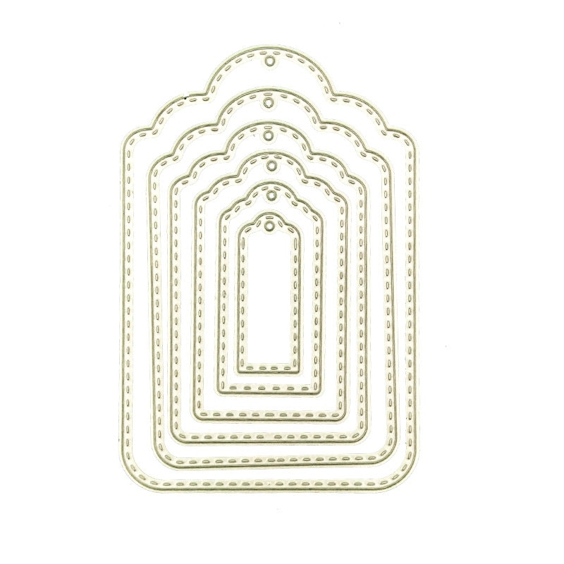 Stitched Frame Tags Metal Cutting Die Set, DIY Scrapbooking