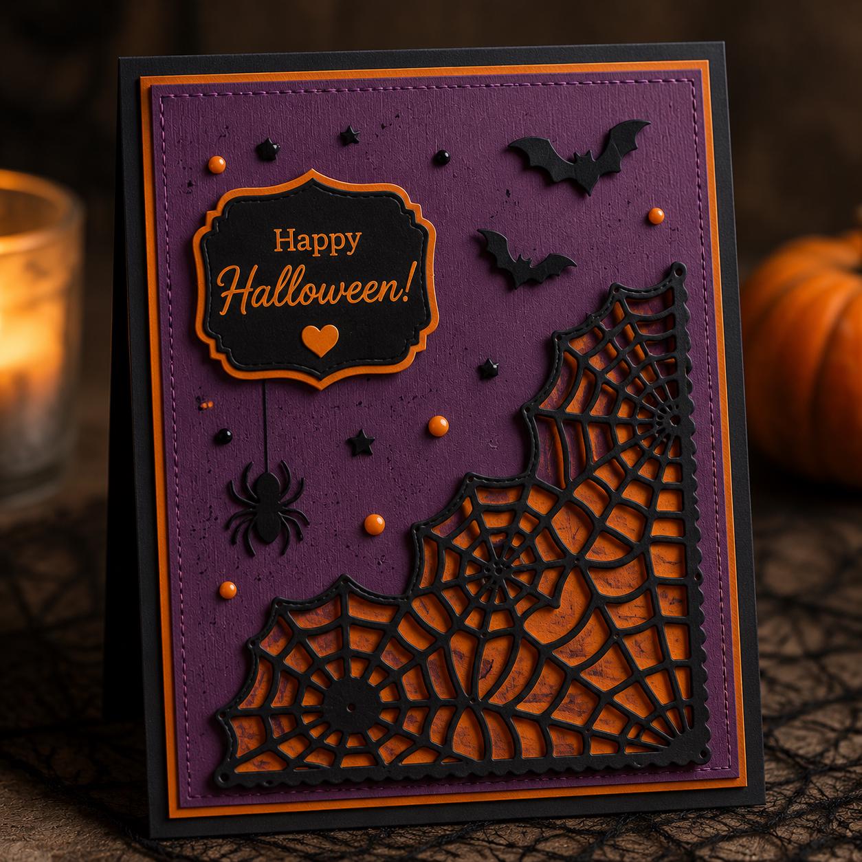 Halloween Spider Web Corner Die Cut, DIY Scrapbooking