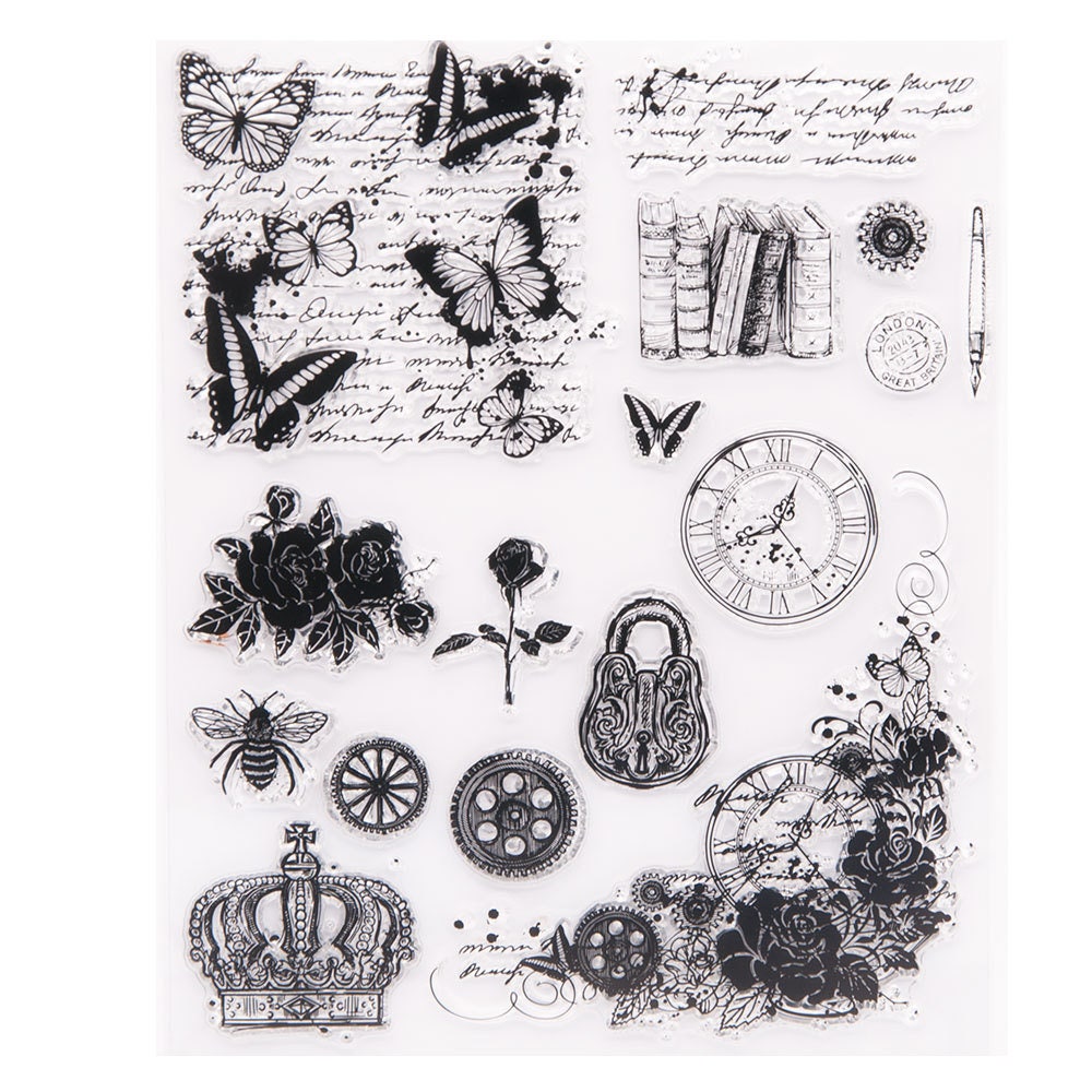 Retro Background Clear Stamps, Rubber Seals for Scrapbook Cards