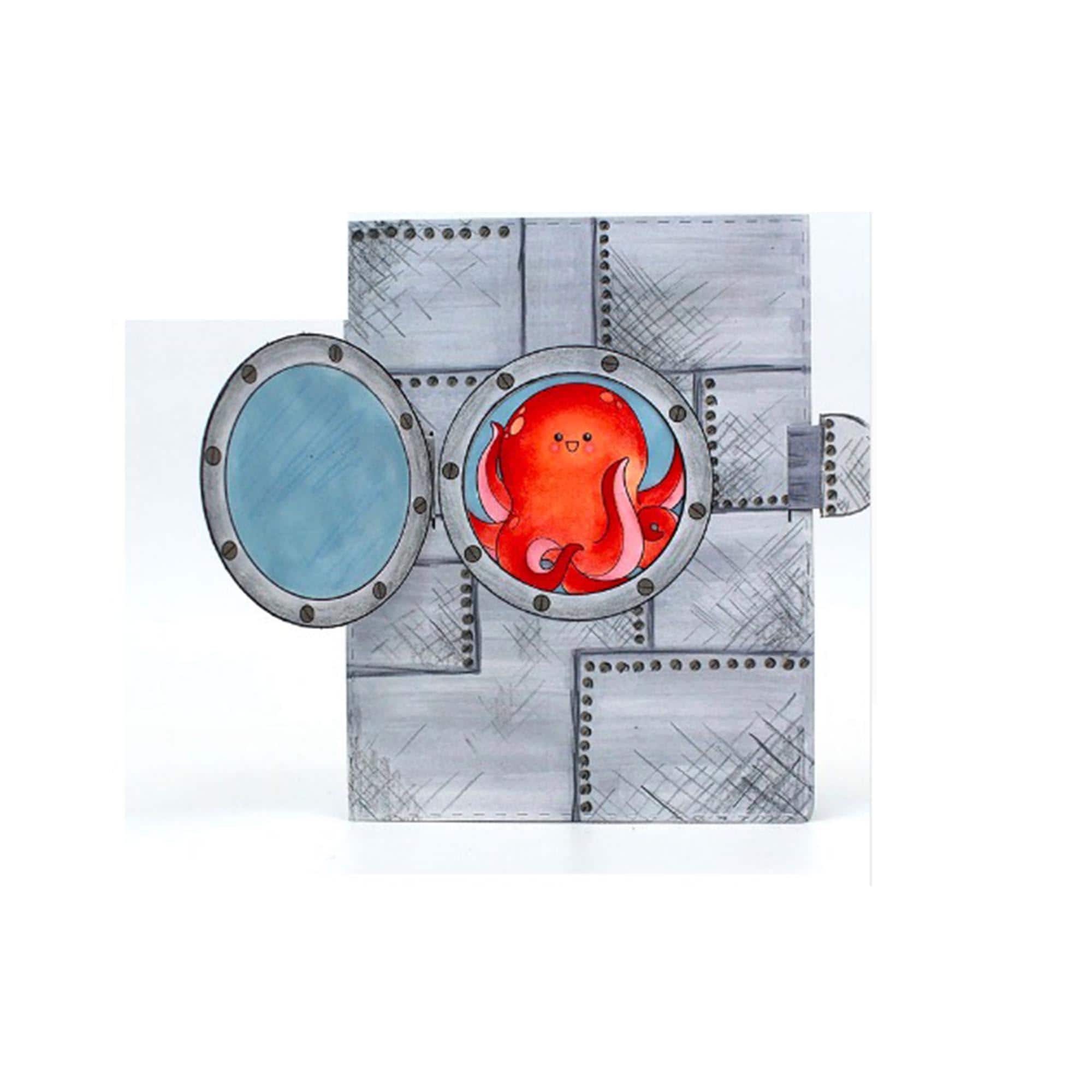 Octopus Porthole Metal Cutting Dies, Ocean Stencils for Cards