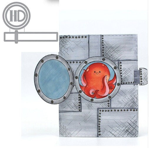 Octopus Porthole Metal Cutting Dies, Ocean Stencils for Cards