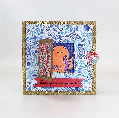 Octopus Porthole Metal Cutting Dies, Ocean Stencils for Cards