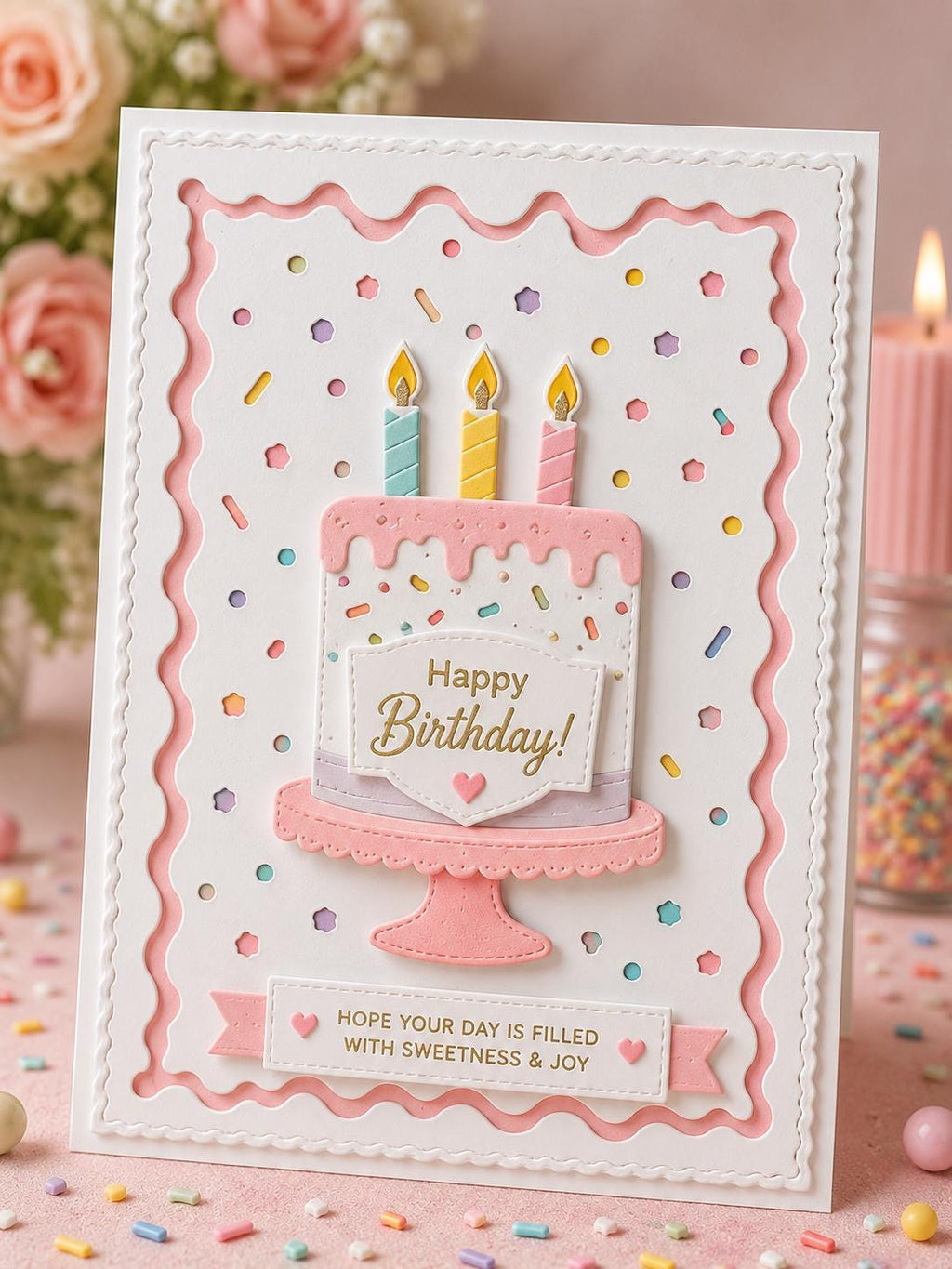 Confetti Background and Wave Frame Metal Cutting Die