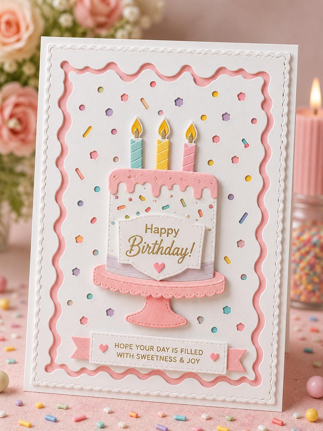 Confetti Background and Wave Frame Metal Cutting Die