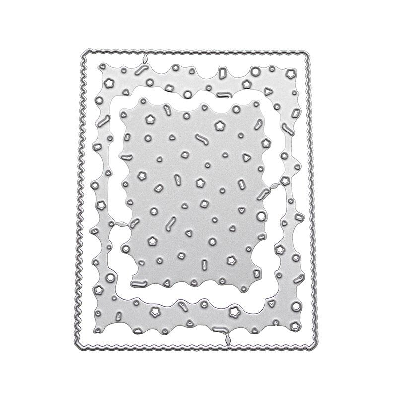 Confetti Background and Wave Frame Metal Cutting Die