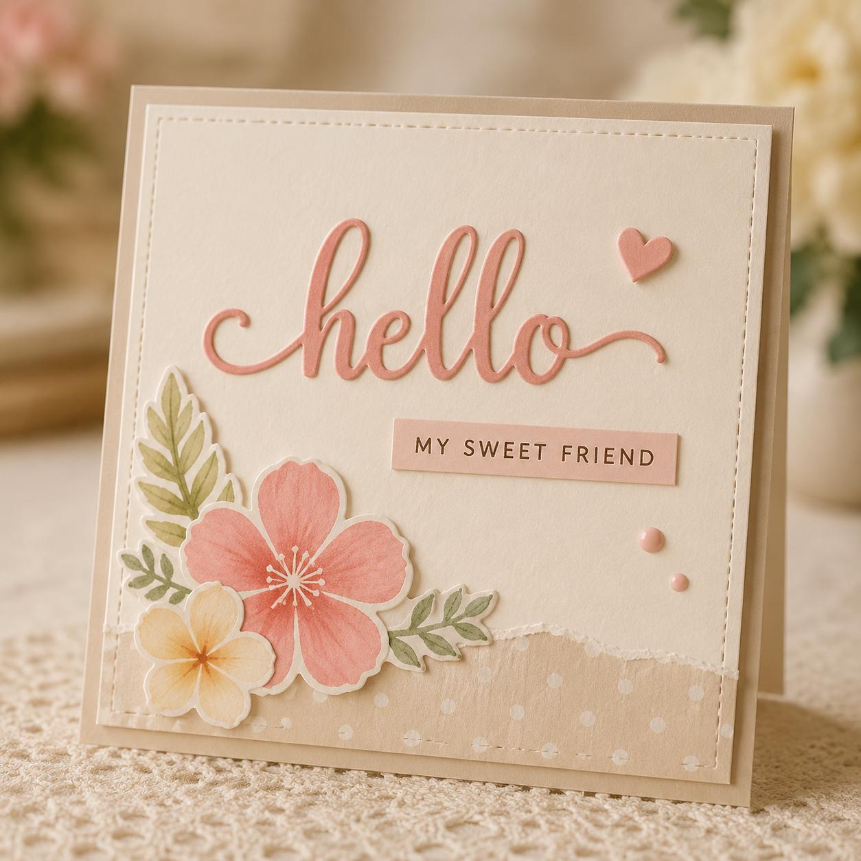 Hello Stamp and Die Set, Clear Rubber Stamp, Card Making