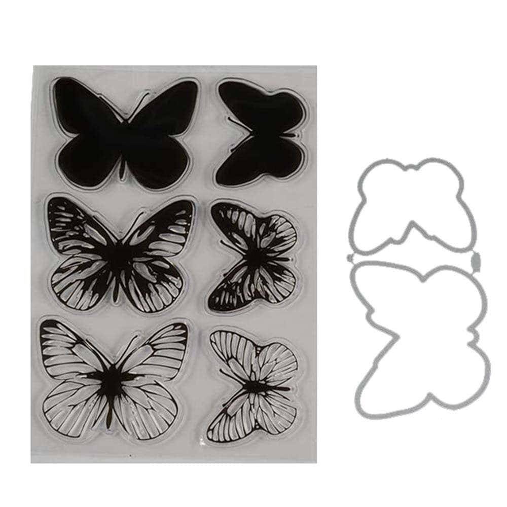 Butterfly Clear Stamp and Cutting Die Set for Cards