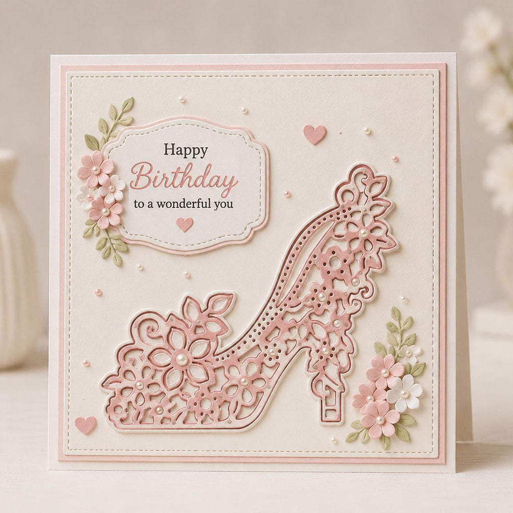 High Heel Metal Cutting Die, Floral Stencil for Scrapbooking