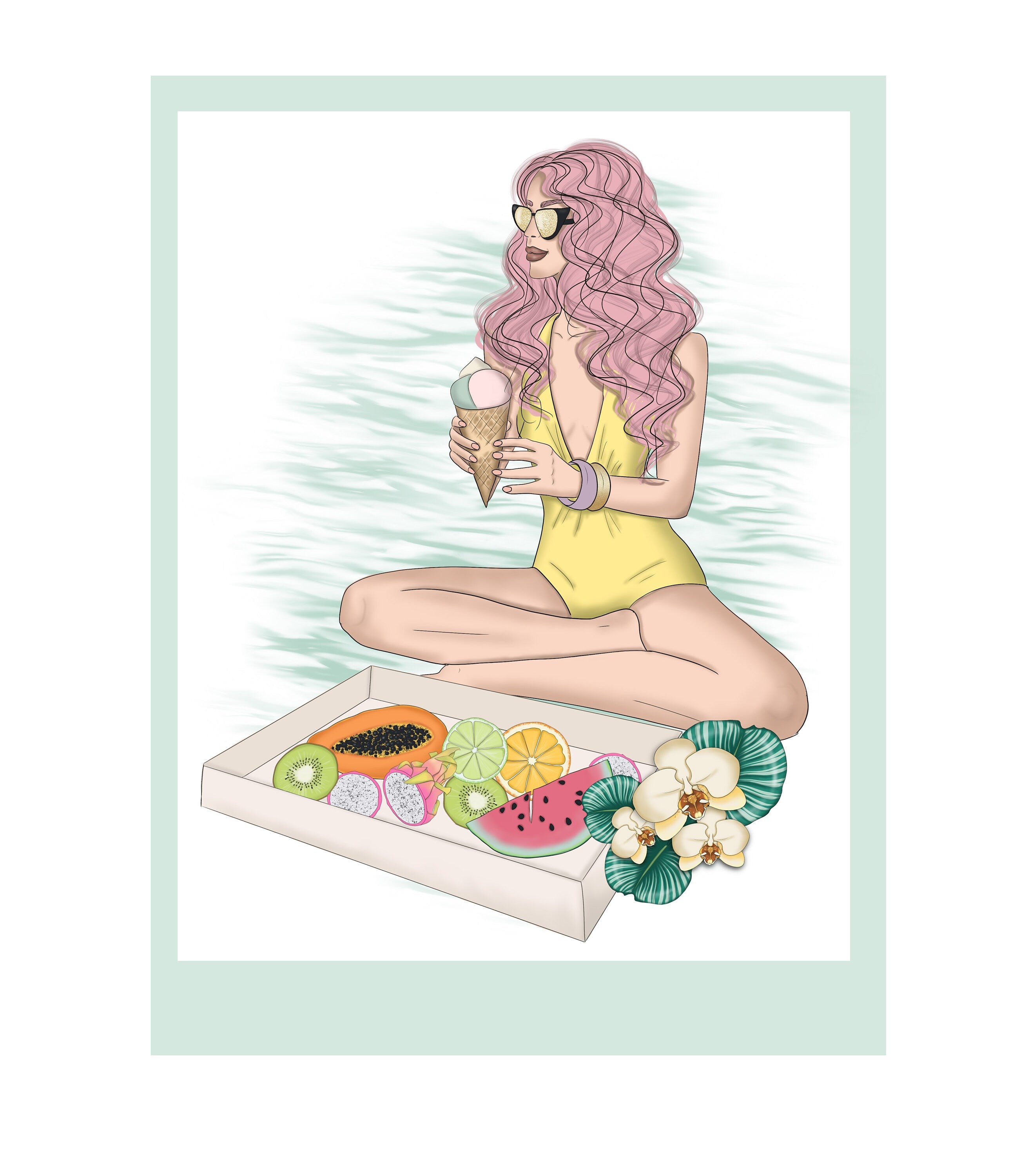 Vacation Girl Clear Stamp, 3.2 x 4 Inch Craft Stamp