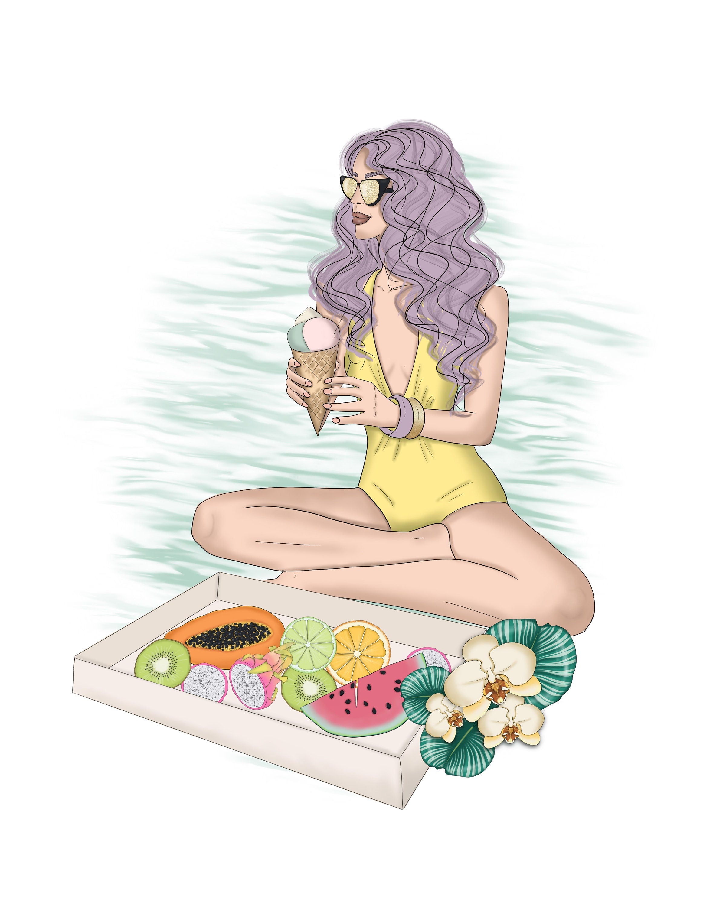 Vacation Girl Clear Stamp, 3.2 x 4 Inch Craft Stamp