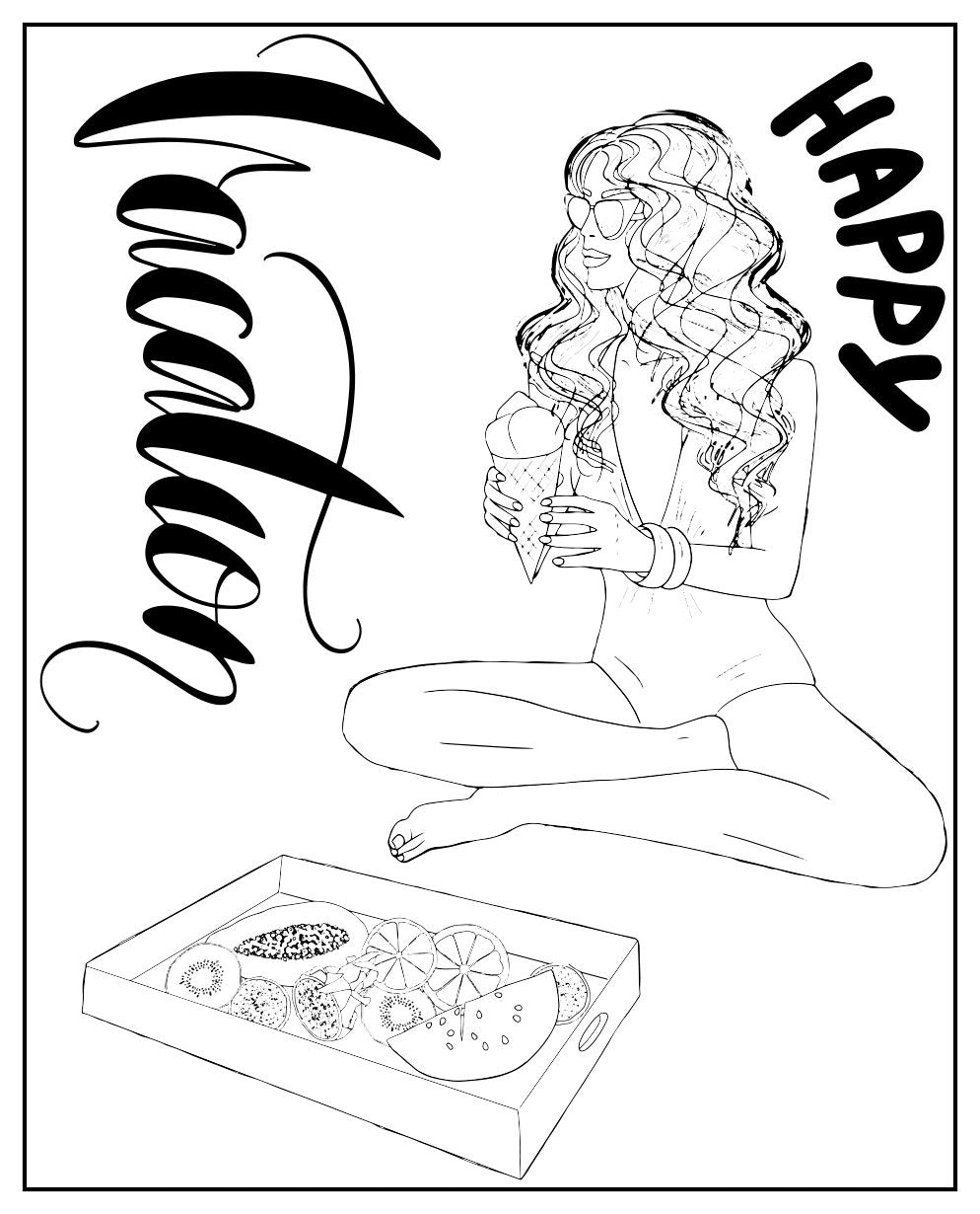 Vacation Girl Clear Stamp, 3.2 x 4 Inch Craft Stamp