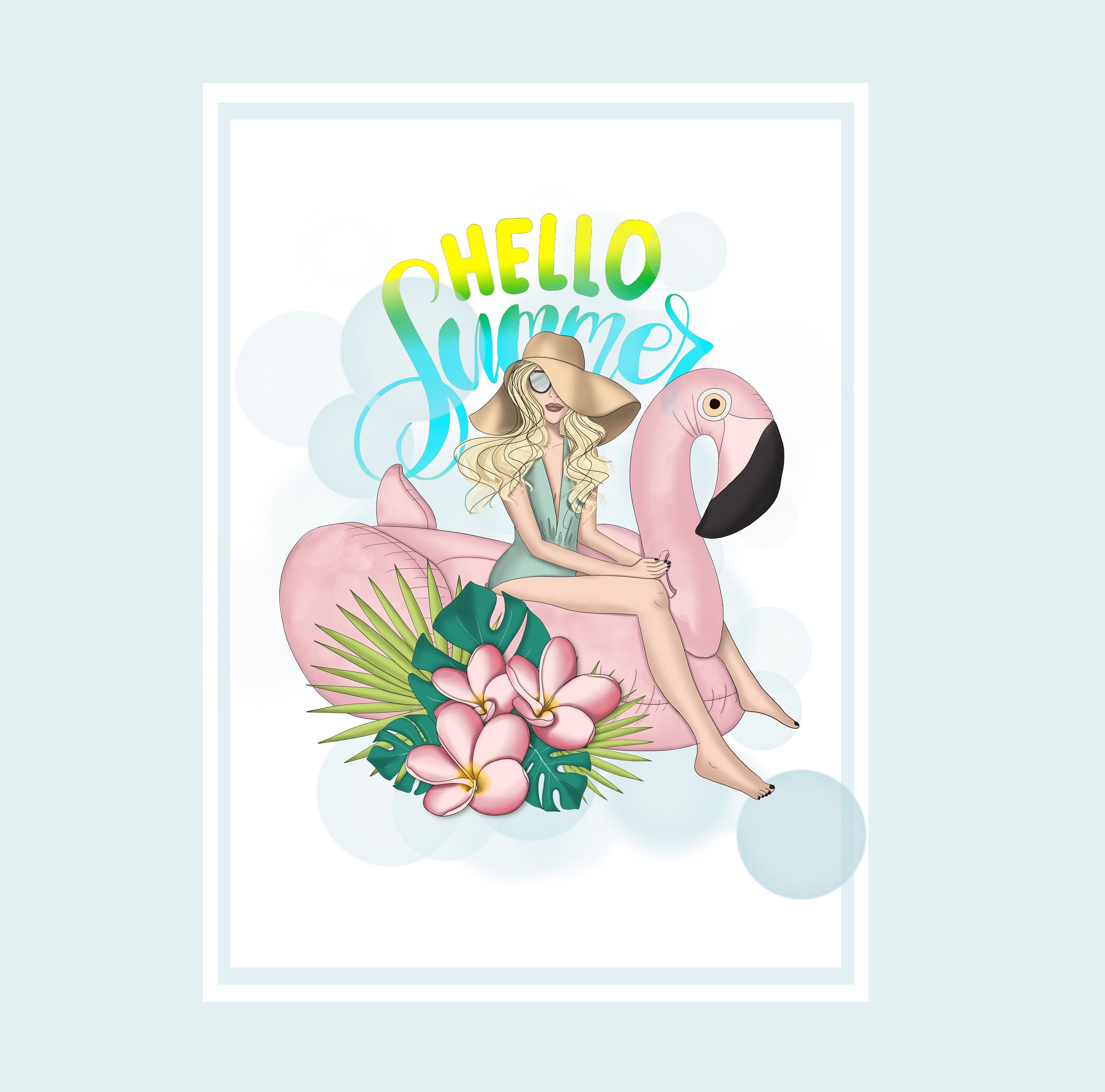 Hello Summer Flamingo Clear Stamp for Cards and Scrapbooks