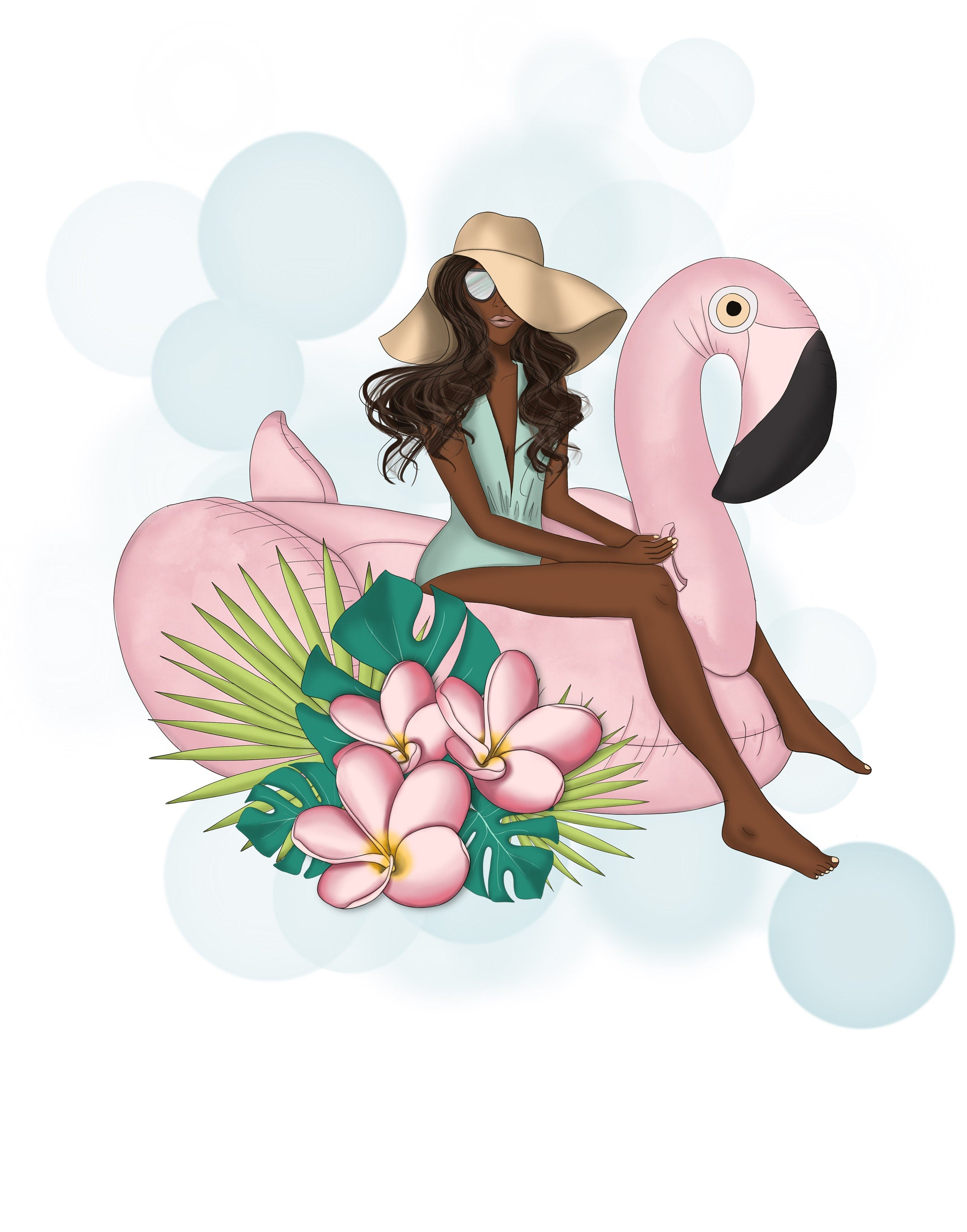 Hello Summer Flamingo Clear Stamp for Cards and Scrapbooks