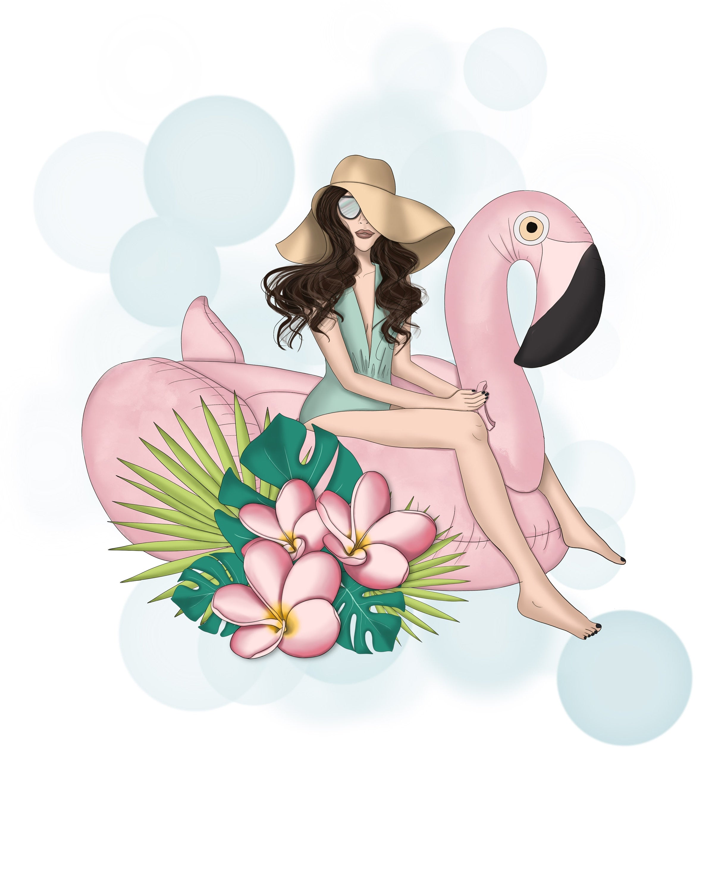 Hello Summer Flamingo Clear Stamp for Cards and Scrapbooks