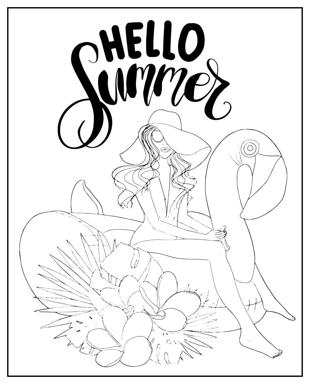 Hello Summer Flamingo Clear Stamp for Cards and Scrapbooks