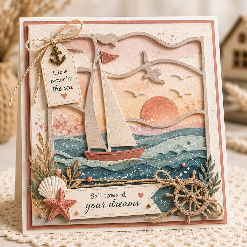 Sailing Boat Metal Cutting Die for Nautical Cards