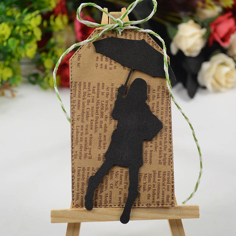 Girl with Umbrella Metal Cutting Die for Cards and Scrapbooks