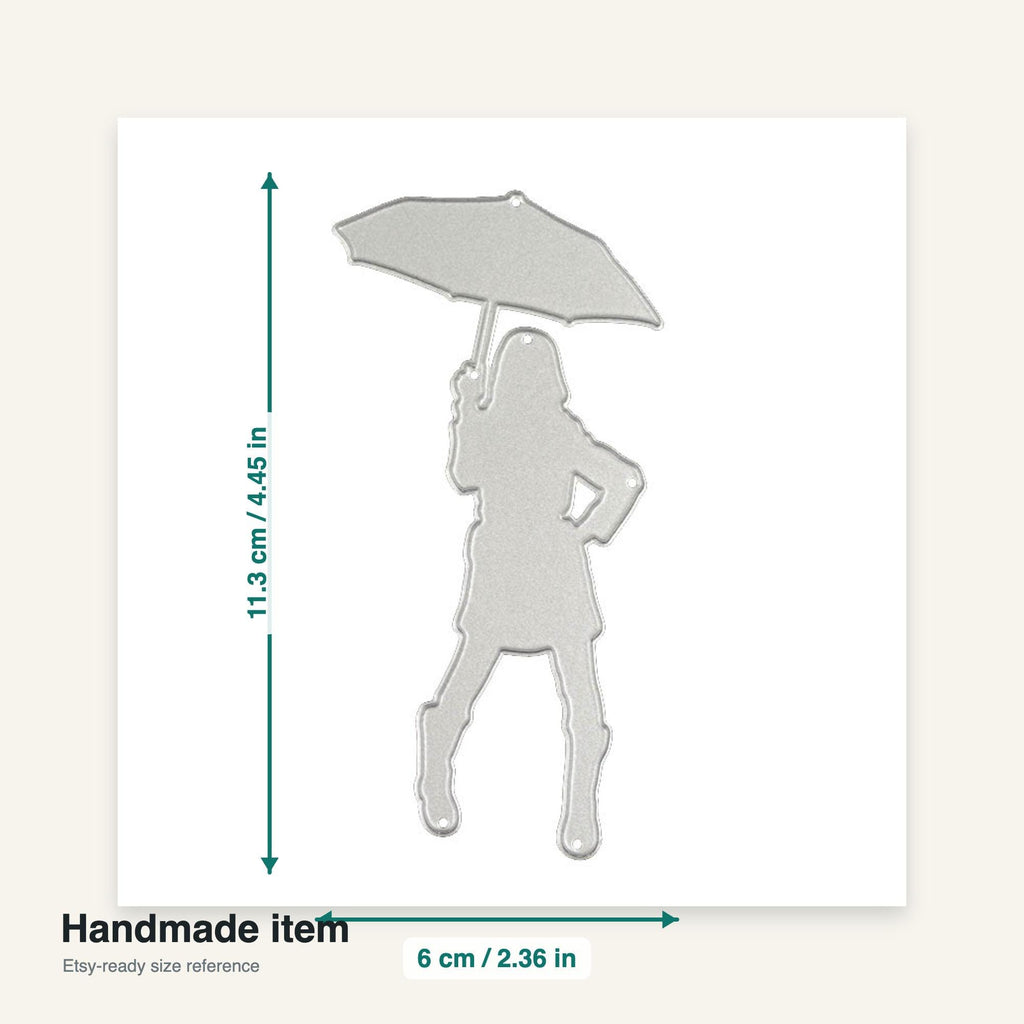 Girl with Umbrella Metal Cutting Die for Cards and Scrapbooks