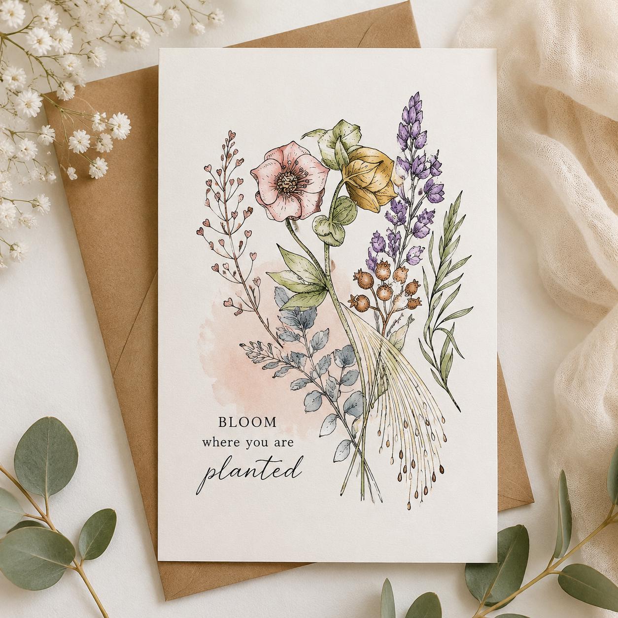 Flower Branches Clear Silicone Stamp for Scrapbooking (14x14cm)