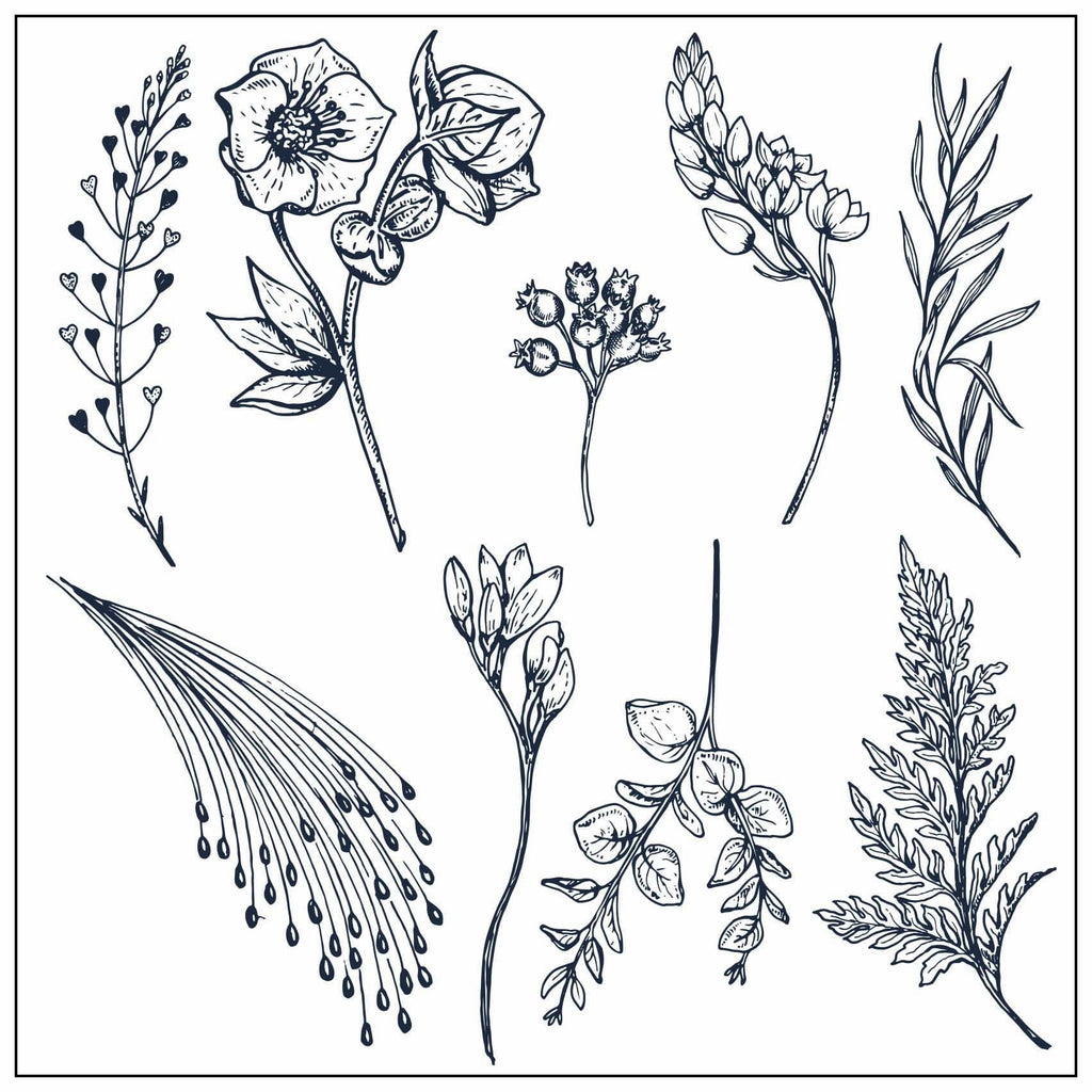 Flower Branches Clear Silicone Stamp for Scrapbooking (14x14cm)