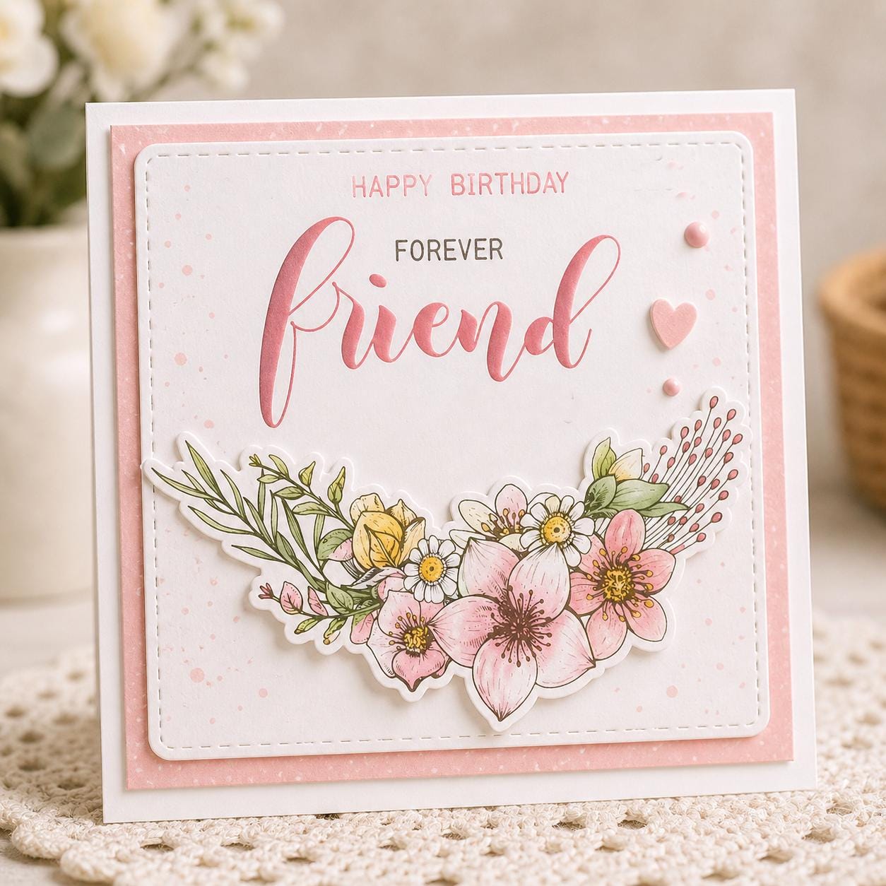 Floral Friend Silicone Stamp, DIY Scrapbooking (14x14cm)