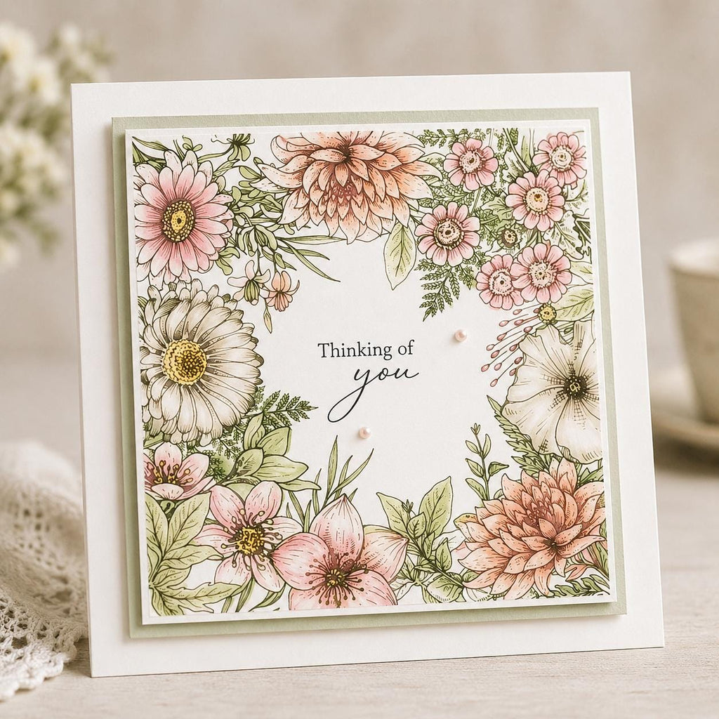 Seamless Flower Silicone Stamp for Scrapbooking & Card Making, 14x14cm Clear Craft Seal
